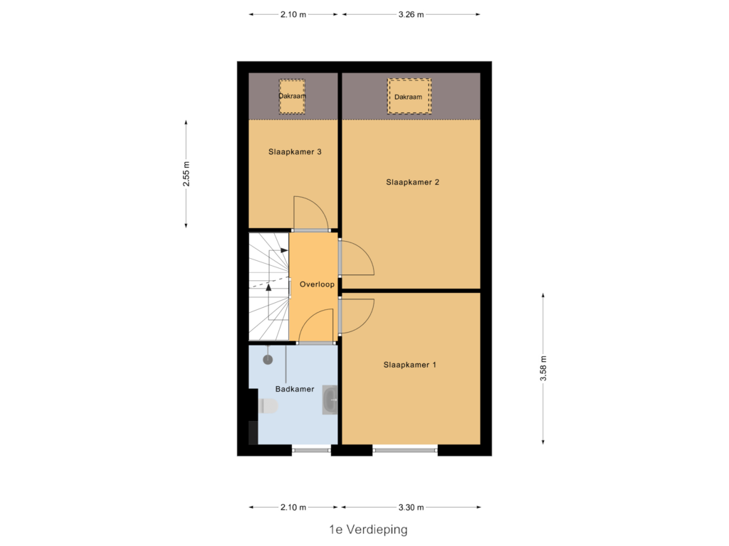 View floorplan of 1e Verdieping of De Boeg 26