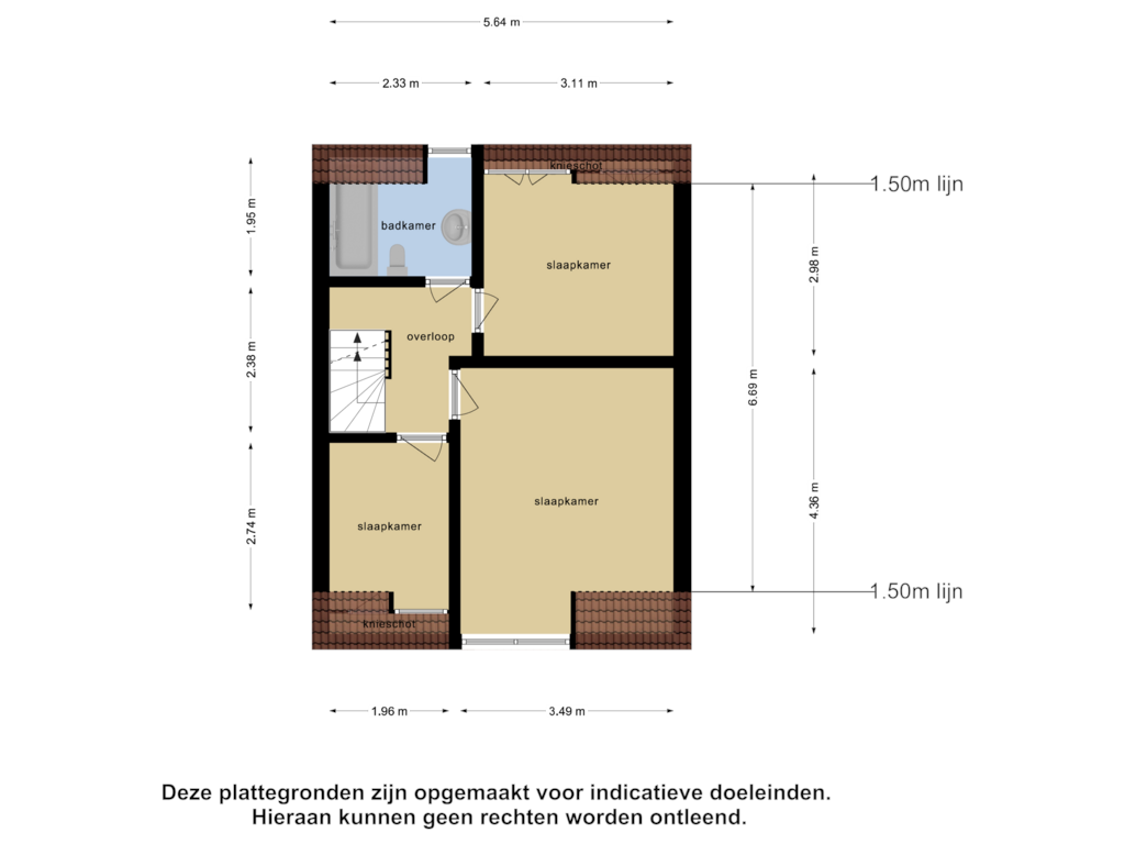 View floorplan of Eerste verdieping of Couwervestraat 47