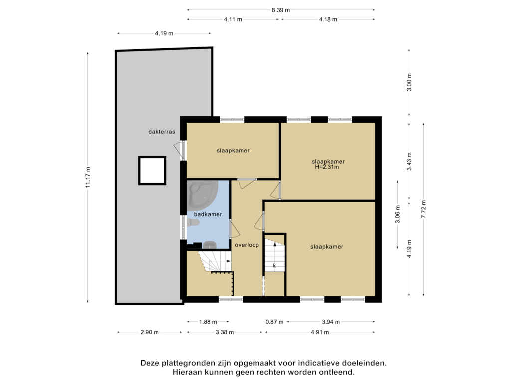 View floorplan of 1e verdieping of Broekwal 80