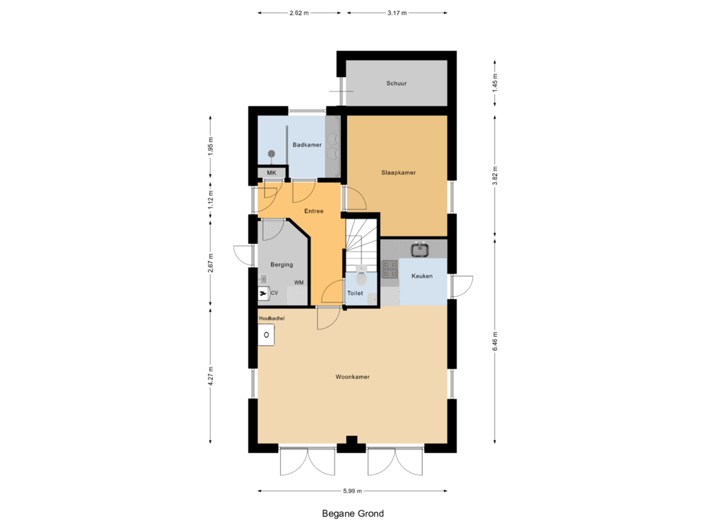 View floorplan of Begane Grond of Daleboutsweg 3-0089