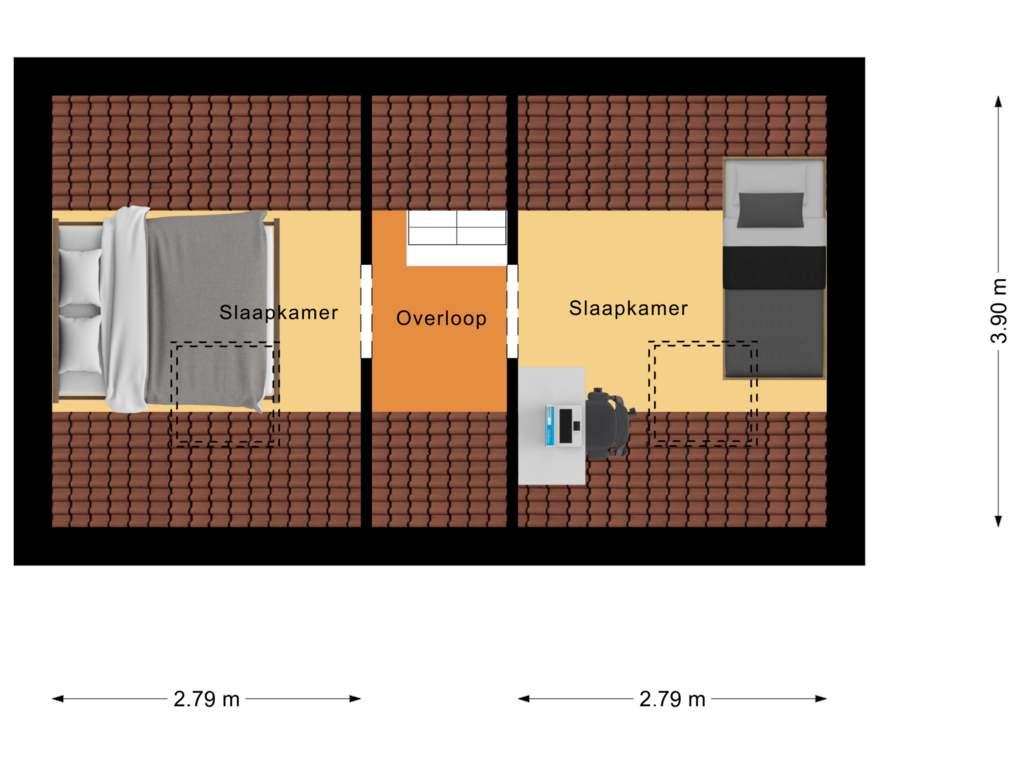 View floorplan of verdieping of Benedenstraat 4