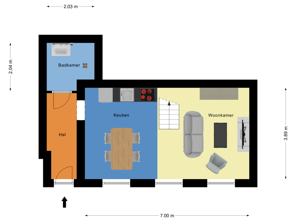 View floorplan of begane grond of Benedenstraat 4