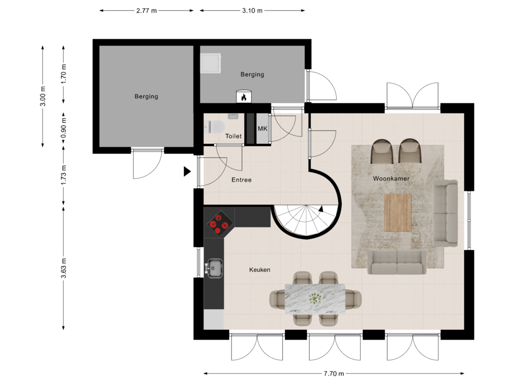 View floorplan of Begane Grond of Westlangeweg 1-A106