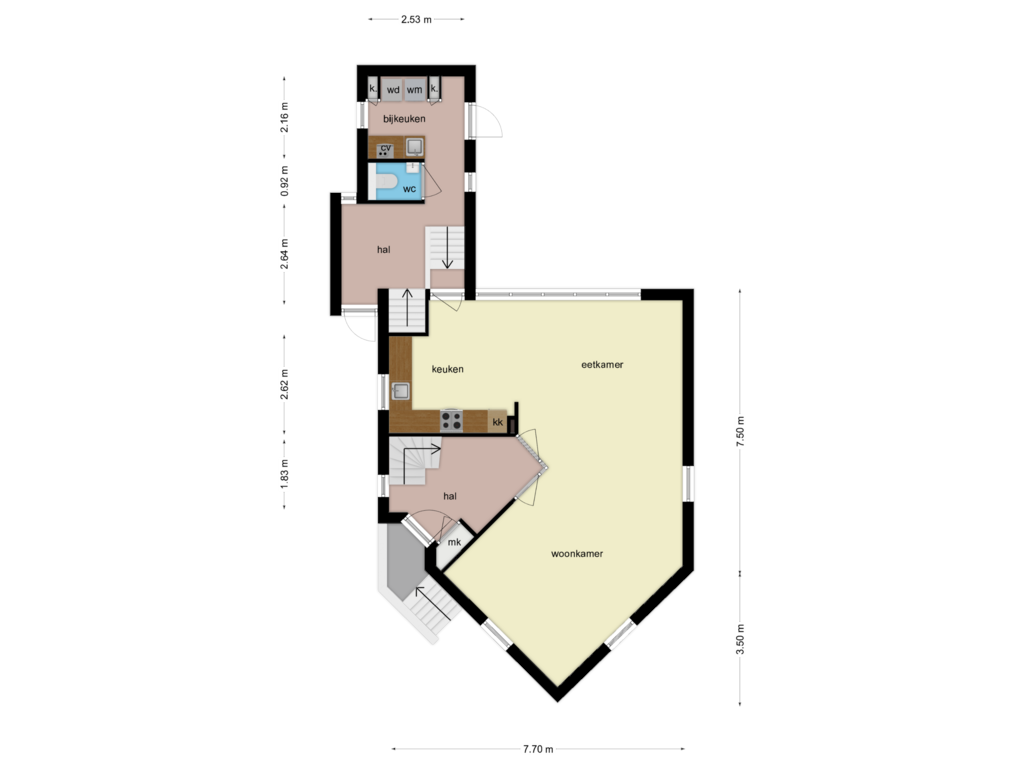 Bekijk plattegrond van Begane grond van Bernard van Damstraat 29