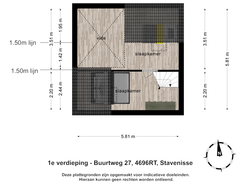 View floorplan of 1e verdieping of Buurtweg 27