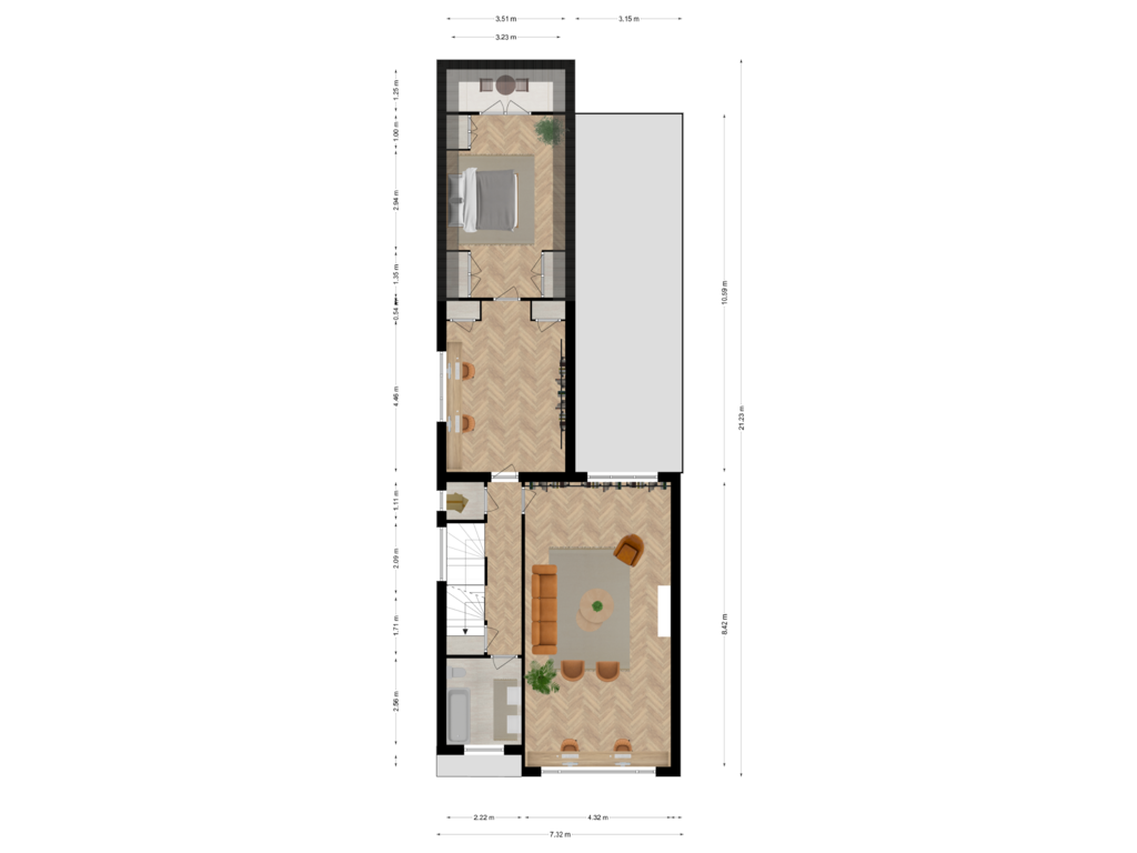 View floorplan of Eerste verdieping of Hoofdstraat 44