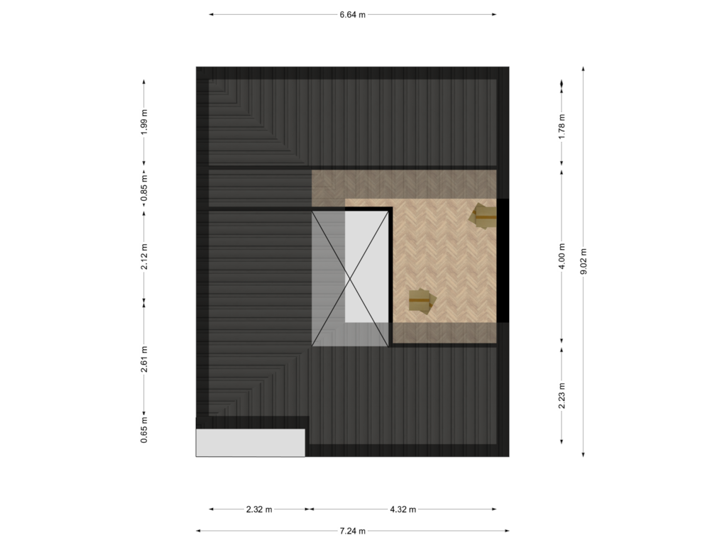 View floorplan of Zolder of Hoofdstraat 44