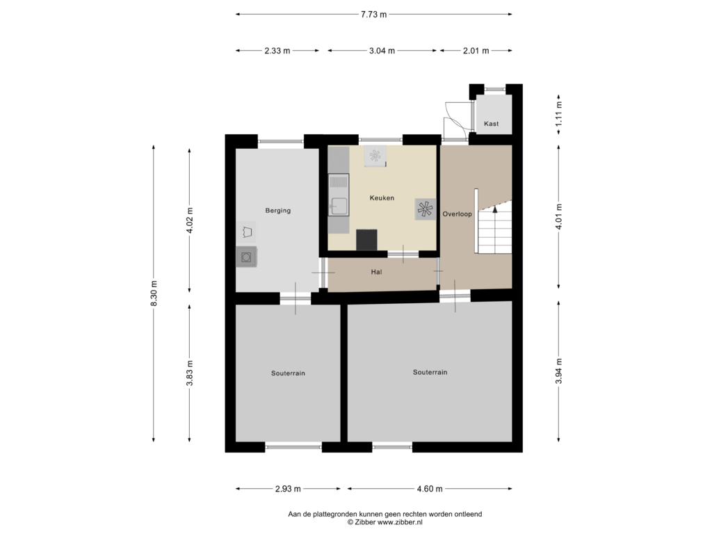 Bekijk plattegrond van Souterrain van St.Pieterstraat 166