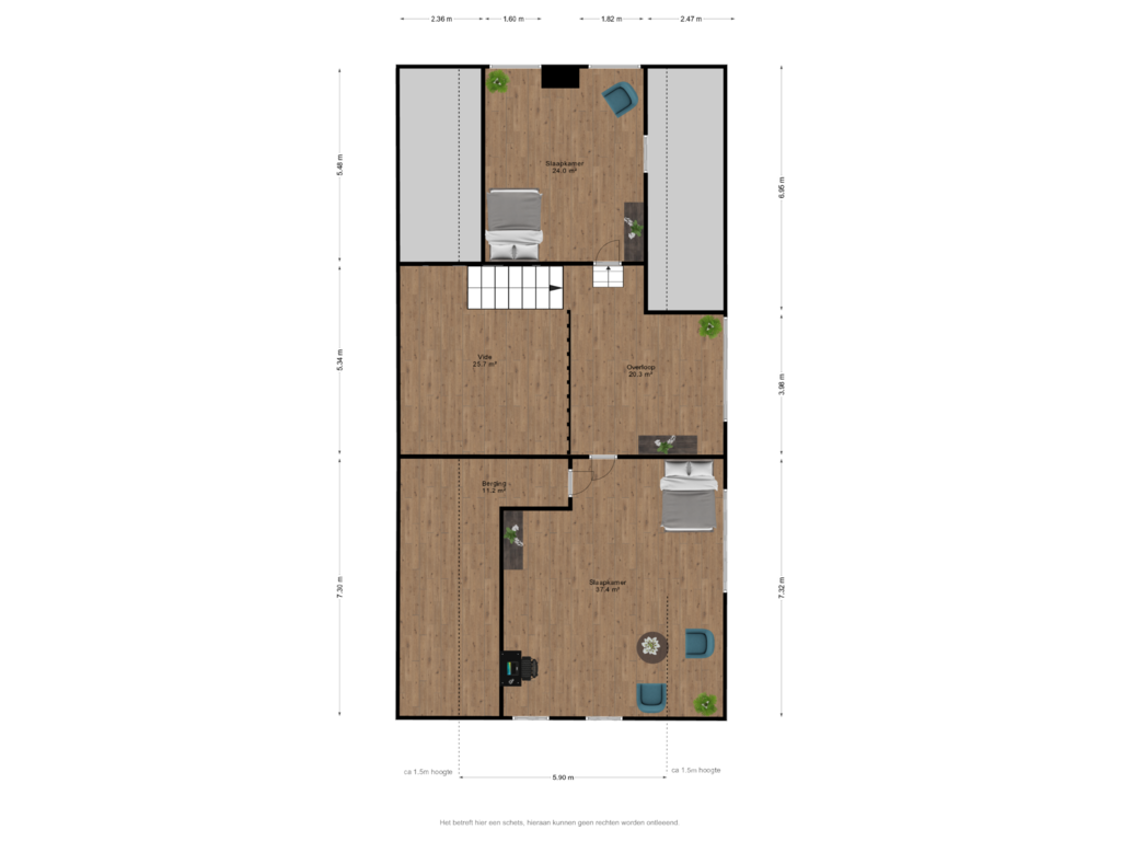 Bekijk plattegrond van 1e verdieping van Veerlaan 2