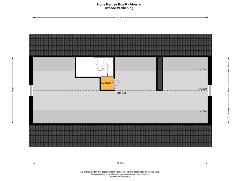 Bekijk plattegrond van TWEEDE VERDIEPING van Hoge Bergse Bos 6