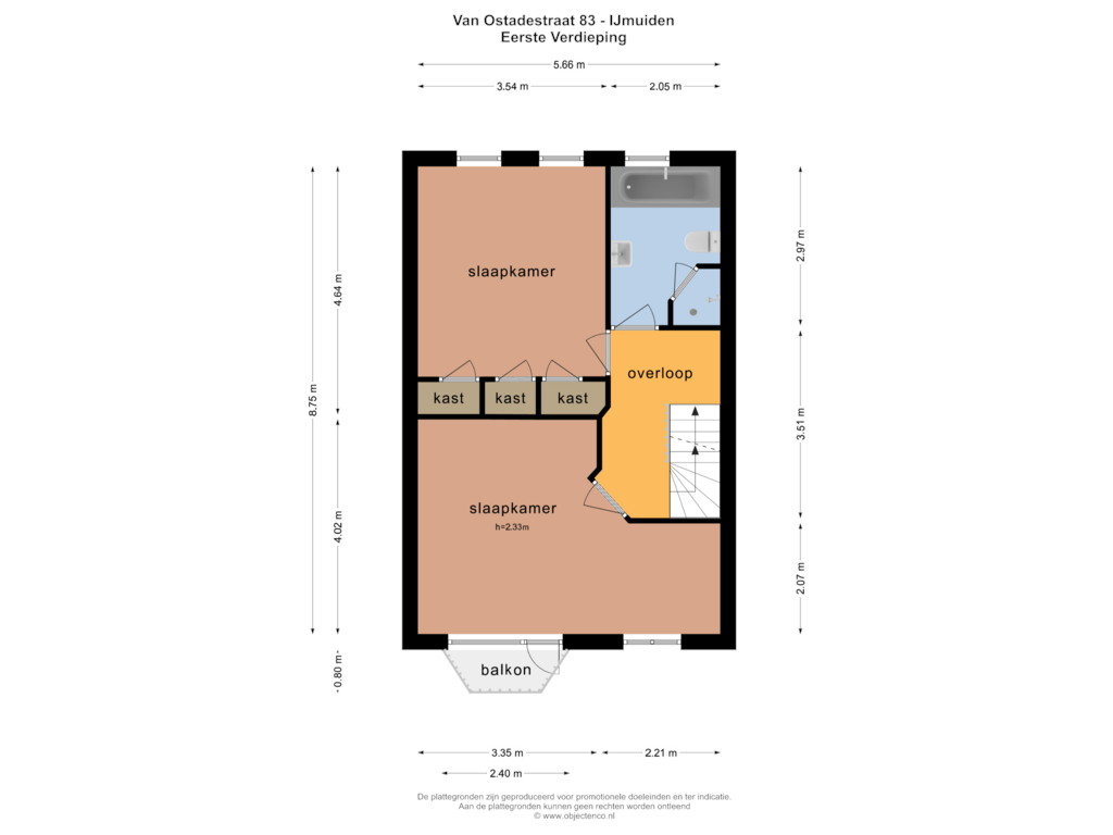 Bekijk plattegrond van EERSTE VERDIEPING van Van Ostadestraat 83