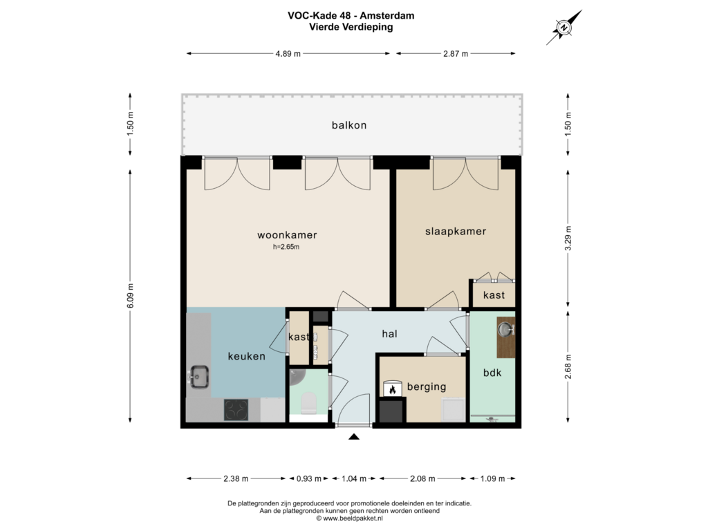 View floorplan of VIERDE VERDIEPING of VOC-kade 48