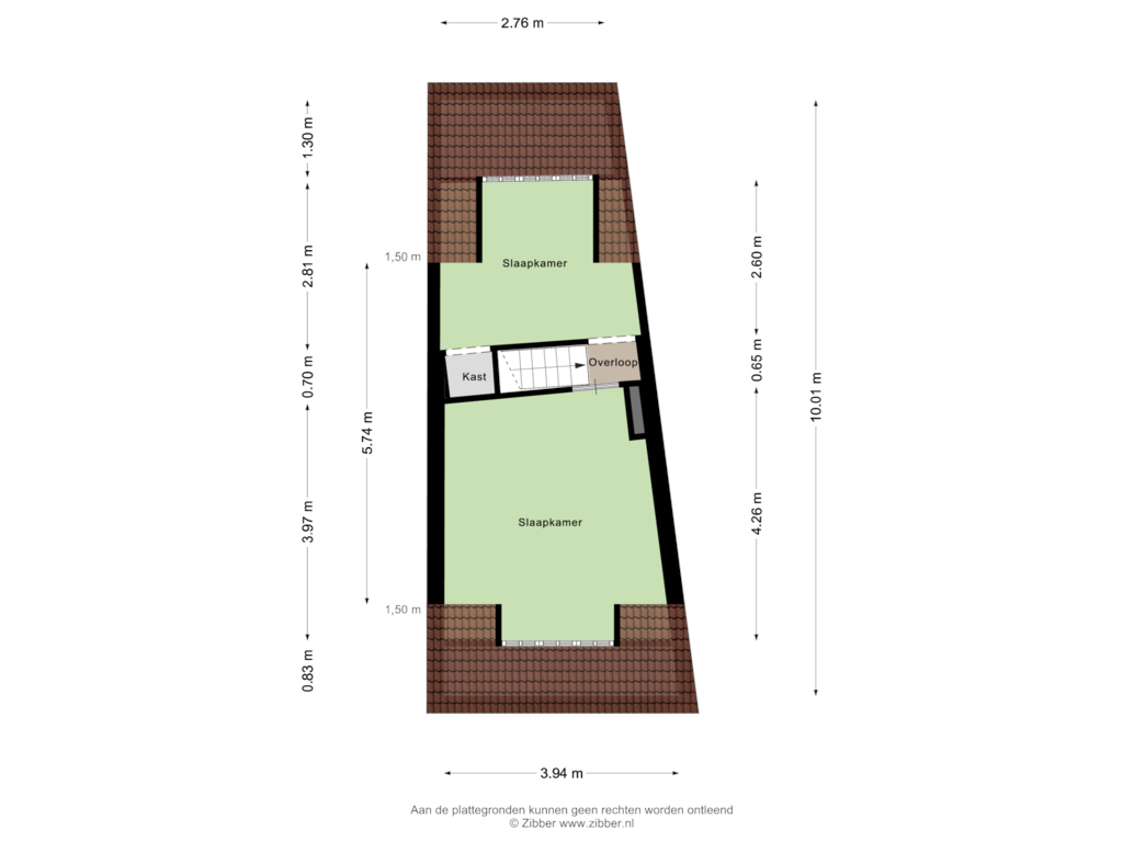 View floorplan of Tweede verdieping of Vismarkt 13