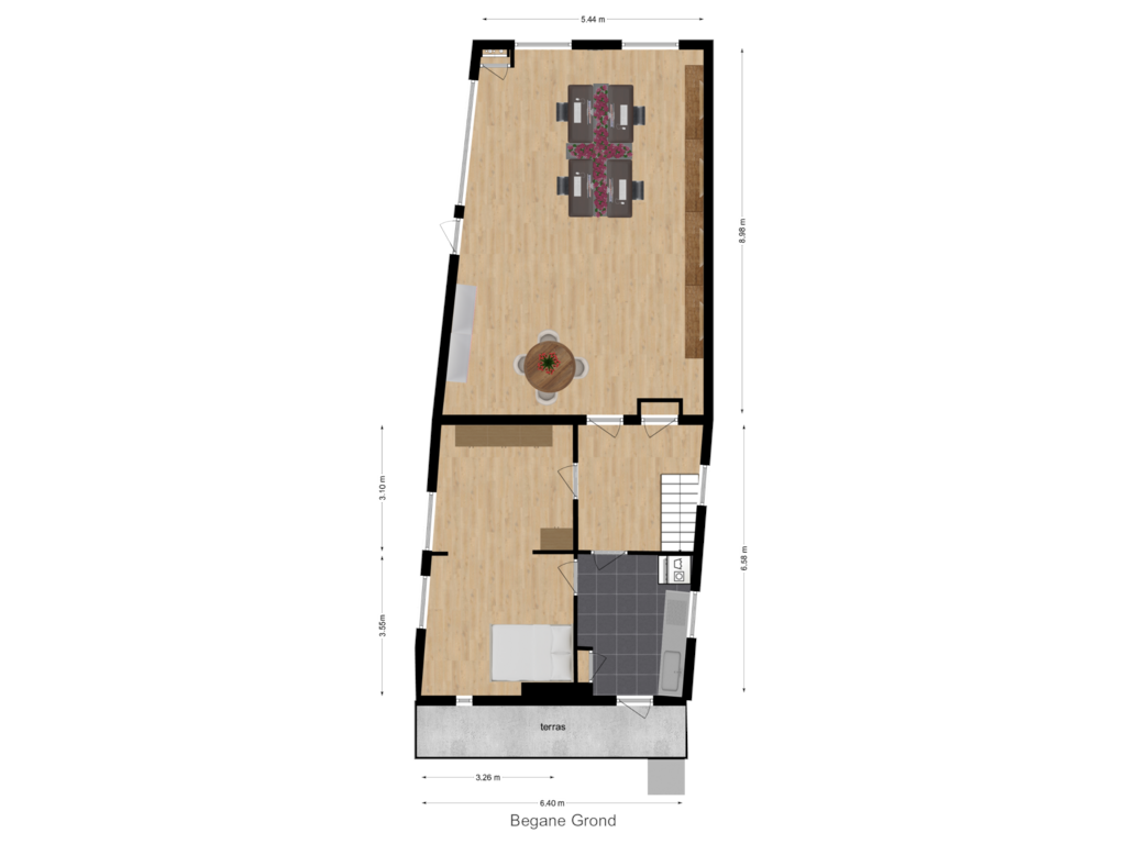 Bekijk plattegrond van Begane Grond van De Buurt 73