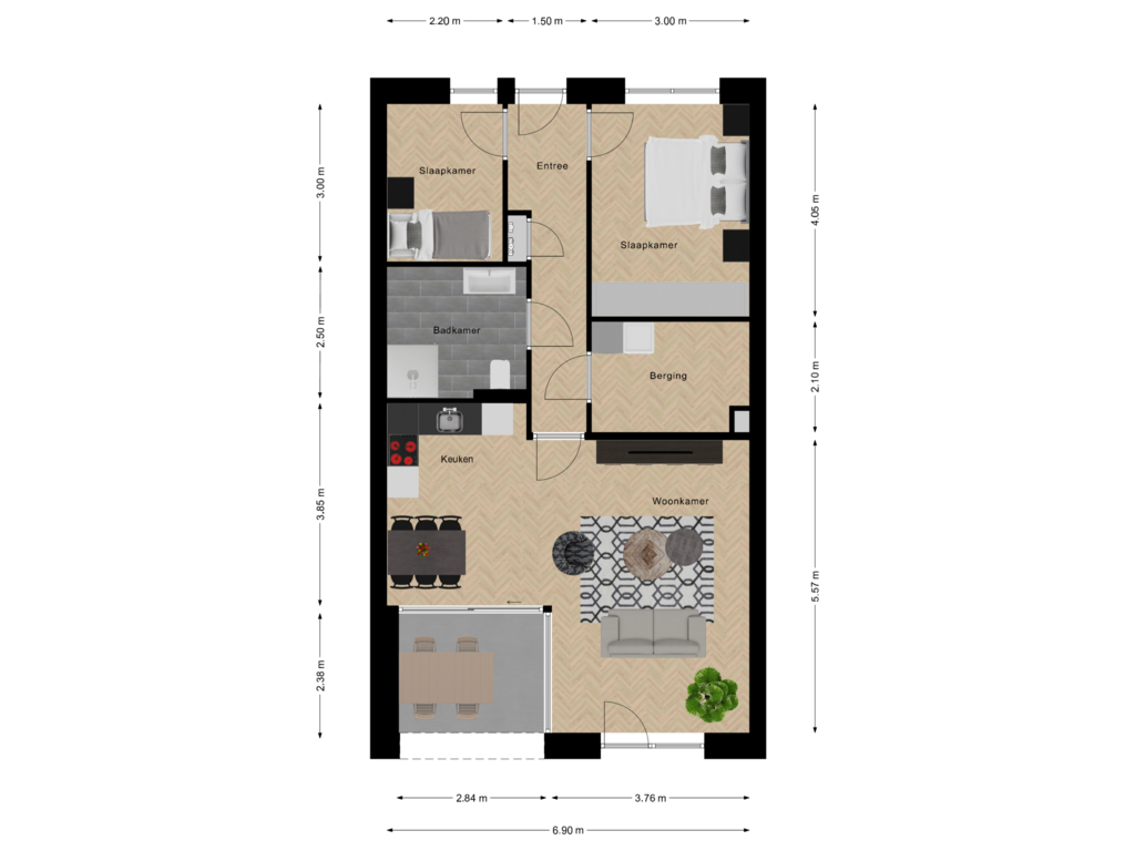 View floorplan of 1e Verdieping of Brugwachter 1e verdieping (Bouwnr. 6)