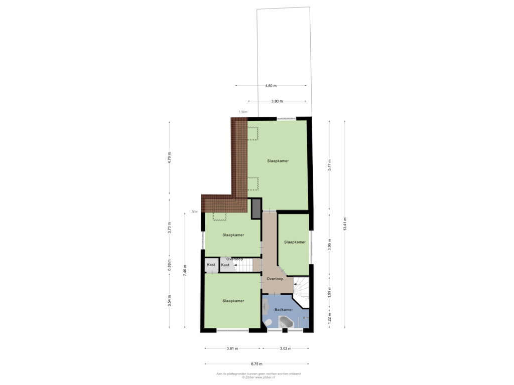 View floorplan of Eerste verdieping of Tramstraat 93