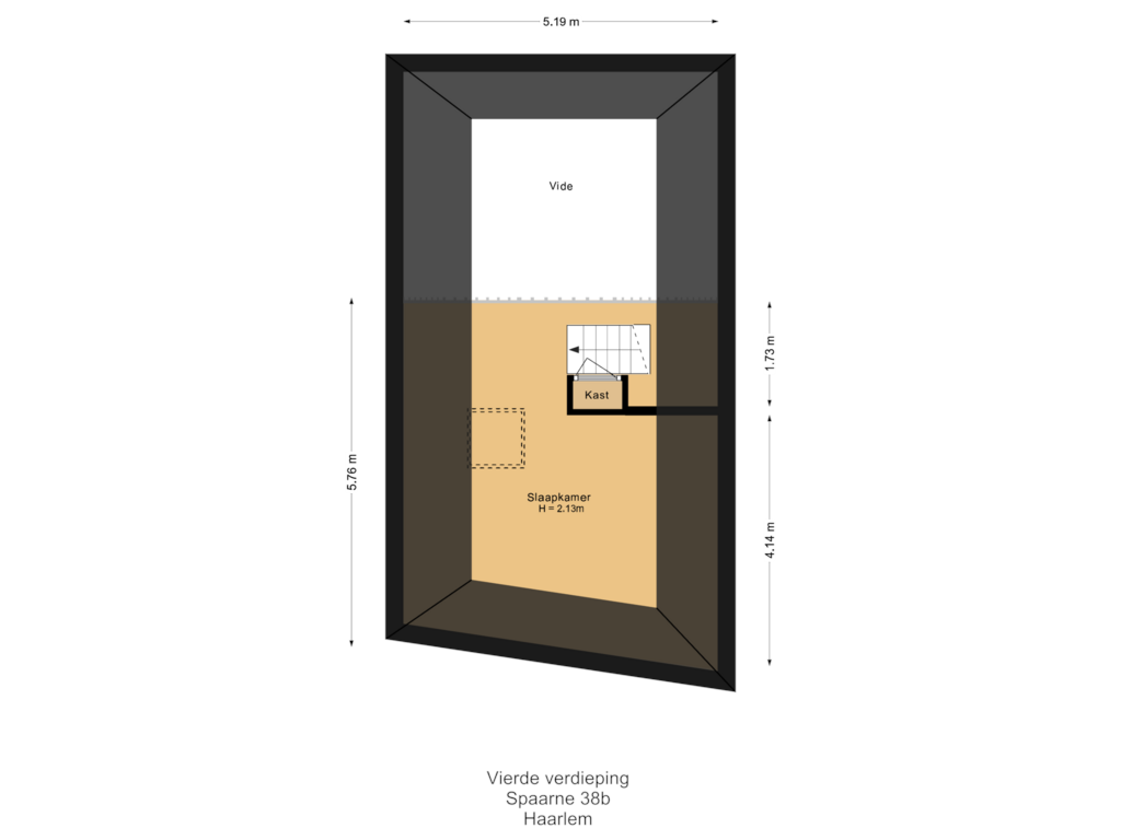 View floorplan of Vierde verdieping of Spaarne 38-B