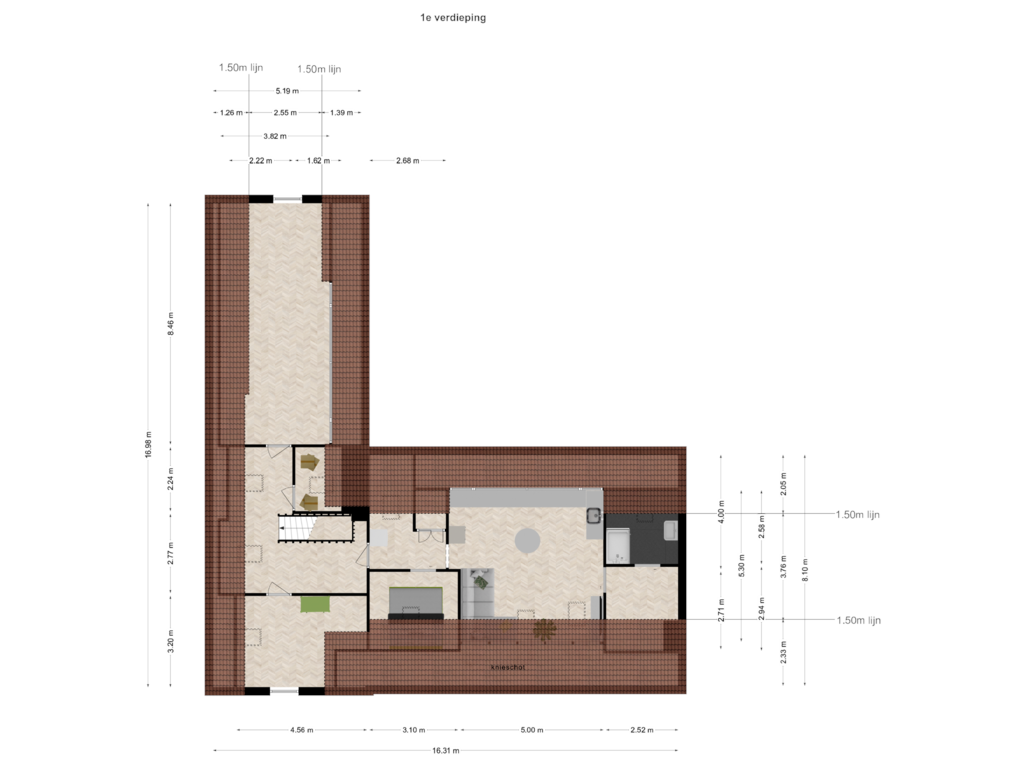 Bekijk plattegrond van 1e verdieping van Dorpsstraat 23