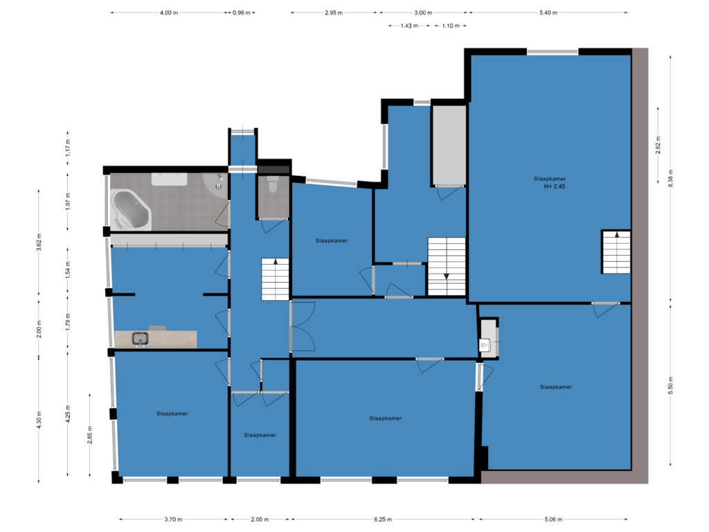 Bekijk plattegrond van Tweede etage van Dam 1