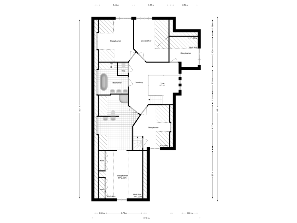 Bekijk plattegrond van 1e Verdieping van Leurikslaan 18