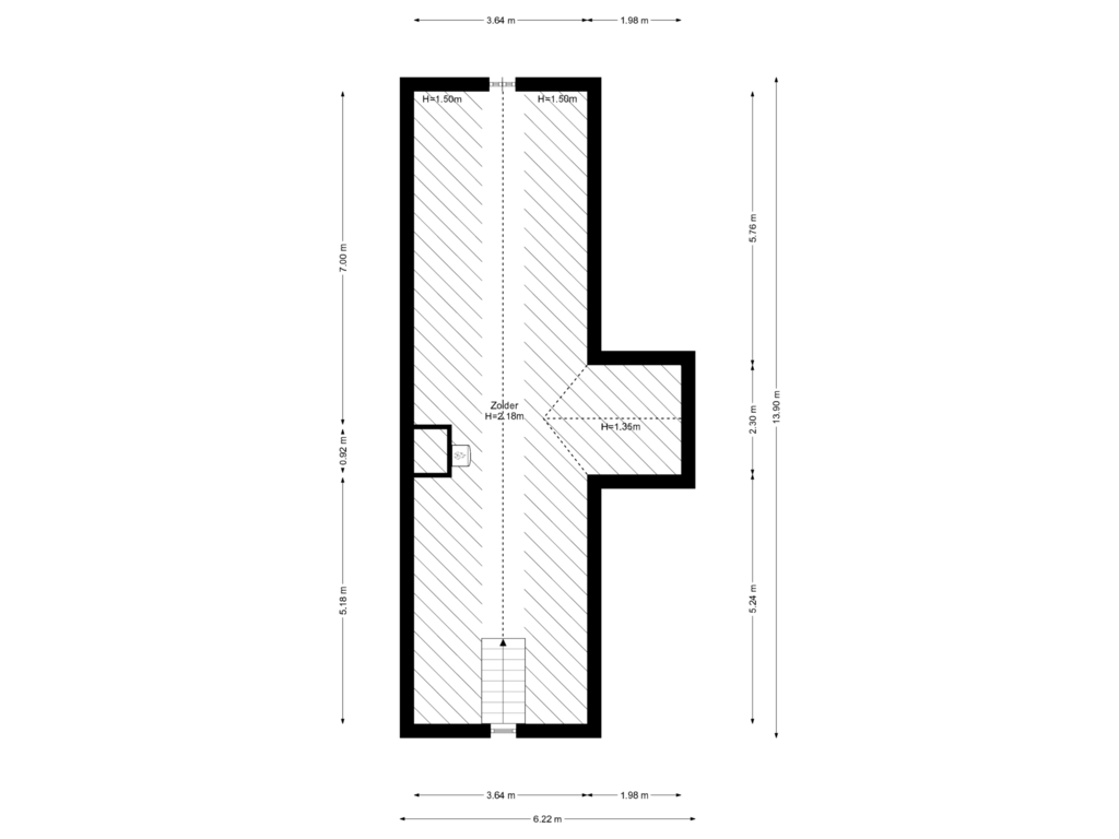 Bekijk plattegrond van 2e Verdieping van Leurikslaan 18