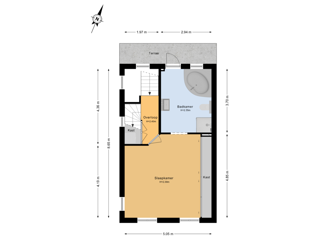 View floorplan of 1e Verdieping of Cort van der Lindenstraat 6