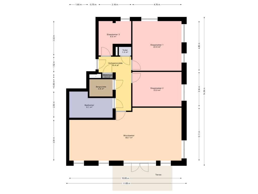 View floorplan of First floor of Top-etage appartement Mozart Wonen (Bouwnr. 33)