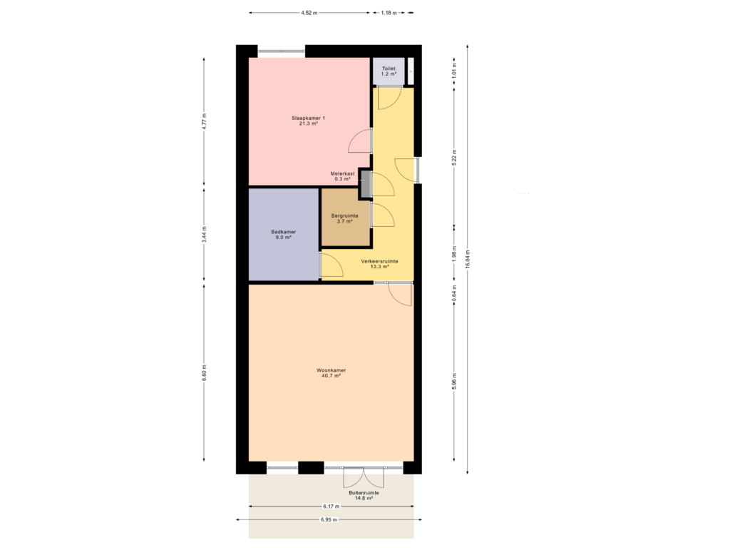 View floorplan of First floor of Hoekappartement Mozart Wonen (Bouwnr. 27)