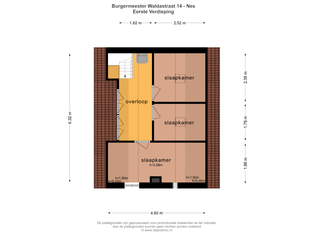 View floorplan of EERSTE VERDIEPING of Burgemeester Waldastraat 14