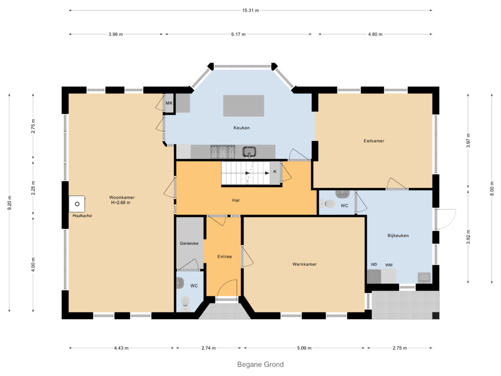 Bekijk plattegrond van Begane Grond van Dorpsstraat 5