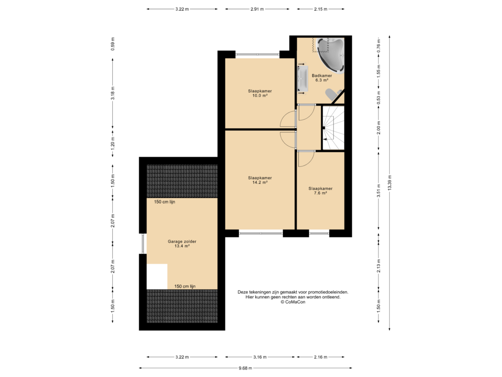 Bekijk plattegrond van 1e verdieping van De Lom de Berghlaan 20