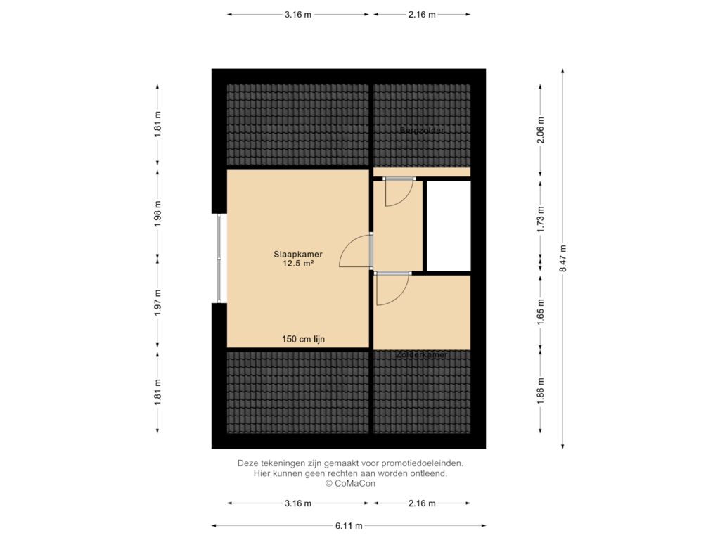 Bekijk plattegrond van 2e verdieping van De Lom de Berghlaan 20