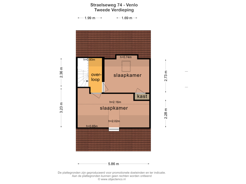 View floorplan of TWEEDE VERDIEPING of Straelseweg 74