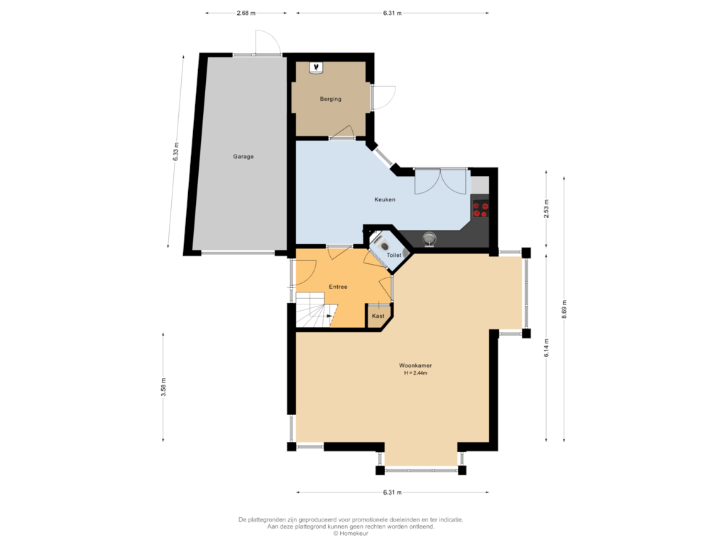 Bekijk plattegrond van Begane grond van Peppellaan 24