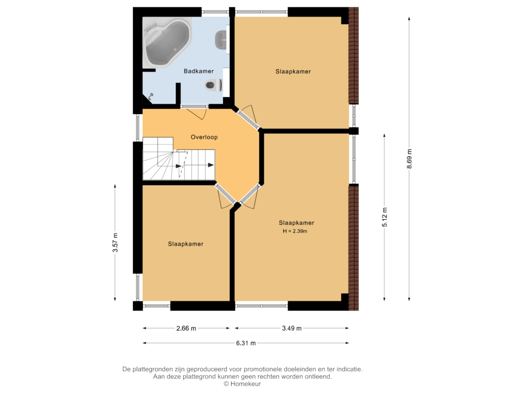 Bekijk plattegrond van Eerste  verdieping van Peppellaan 24