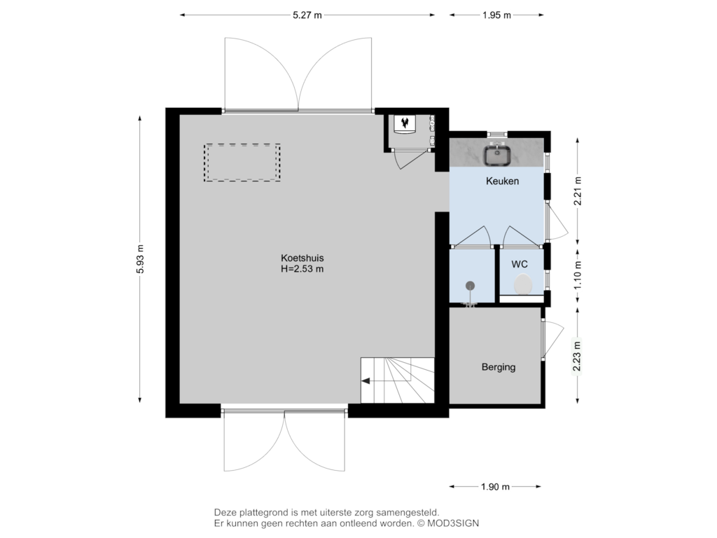 Bekijk plattegrond van Koethuis BG van Marius Bauerlaan 10