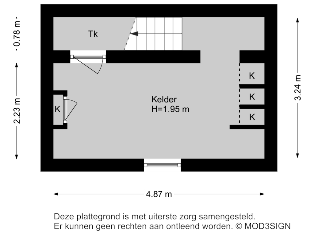 Bekijk plattegrond van Kelder van Marius Bauerlaan 10