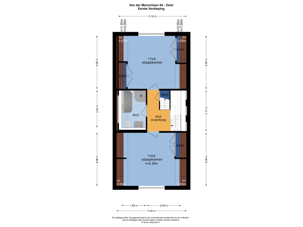 View floorplan of EERSTE VERDIEPING of Van der Merschlaan 64