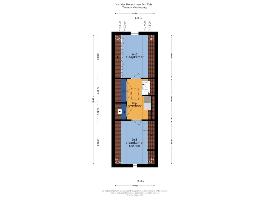 View floorplan of TWEEDE VERDIEPING of Van der Merschlaan 64