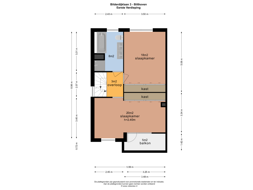 Bekijk plattegrond van EERSTE VERDIEPING van Bilderdijklaan 3