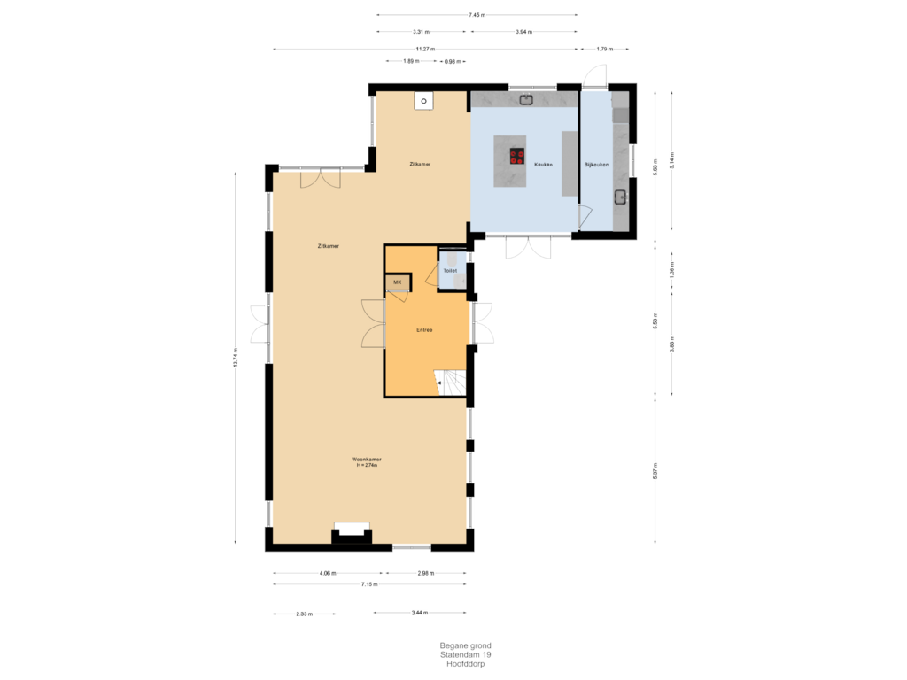 View floorplan of Begane grond of Statendam 19