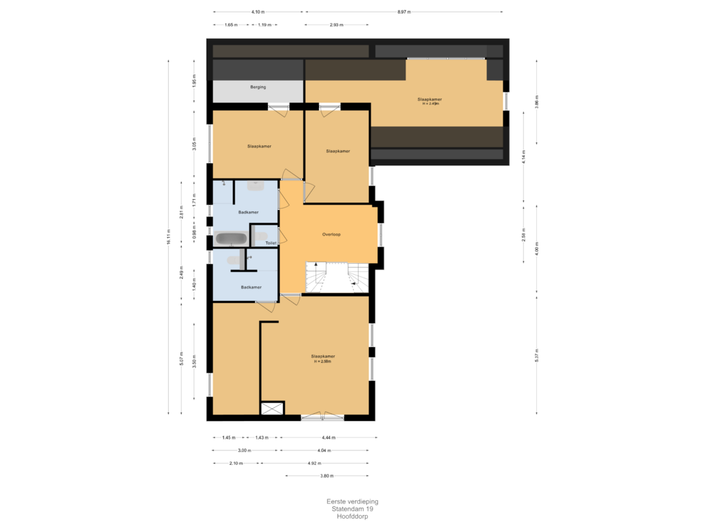 View floorplan of Eerste verdieping of Statendam 19