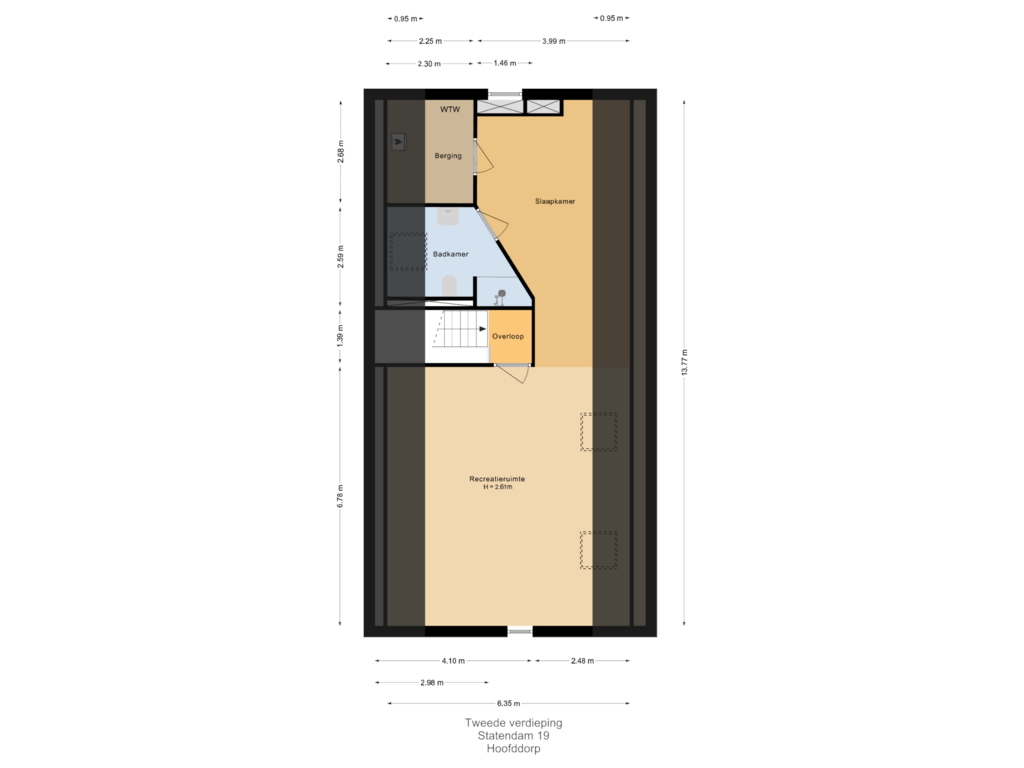 View floorplan of Tweede verdieping of Statendam 19