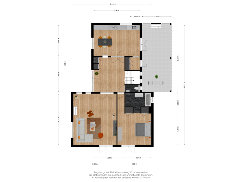 Bekijk plattegrond van Begane grond van Middelbuurtseweg 15