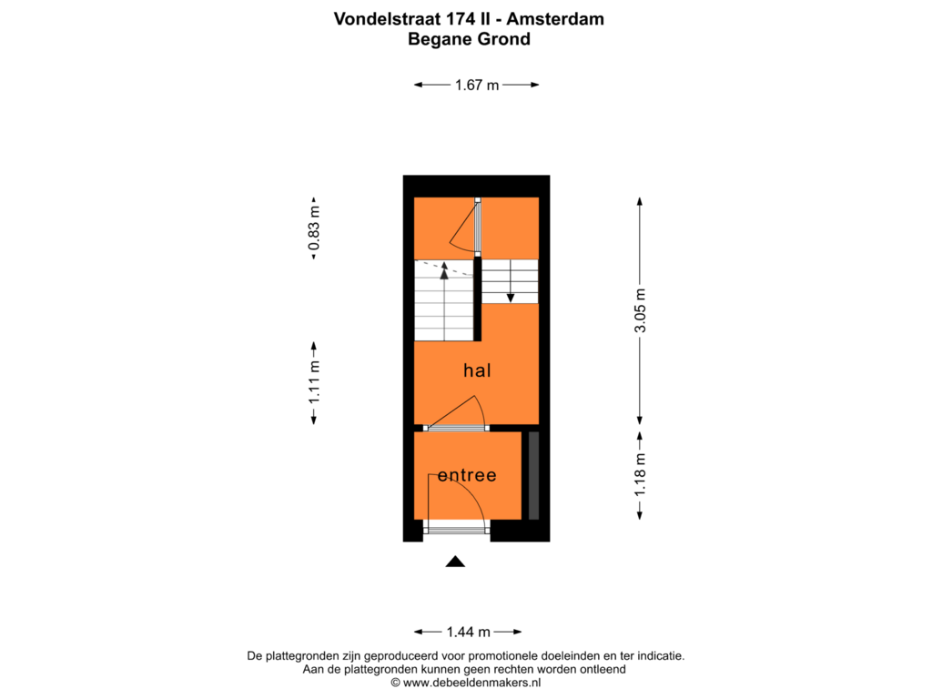 View floorplan of BEGANE GROND of Vondelstraat 174-2