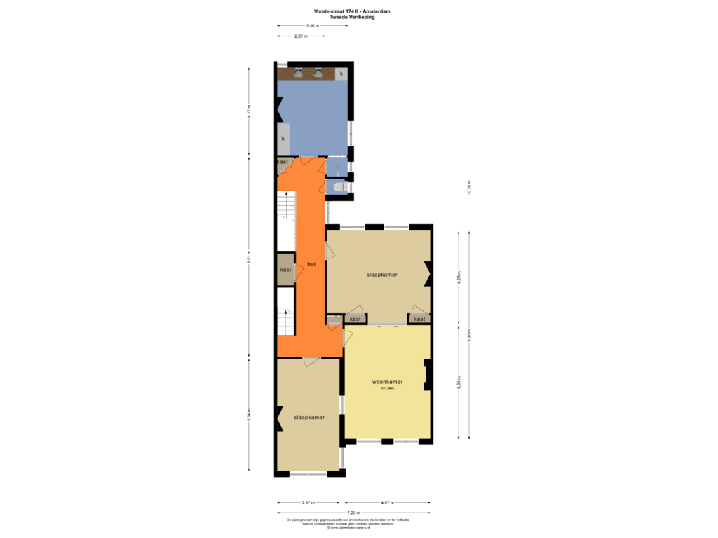 View floorplan of TWEEDE VERDIEPING of Vondelstraat 174-2