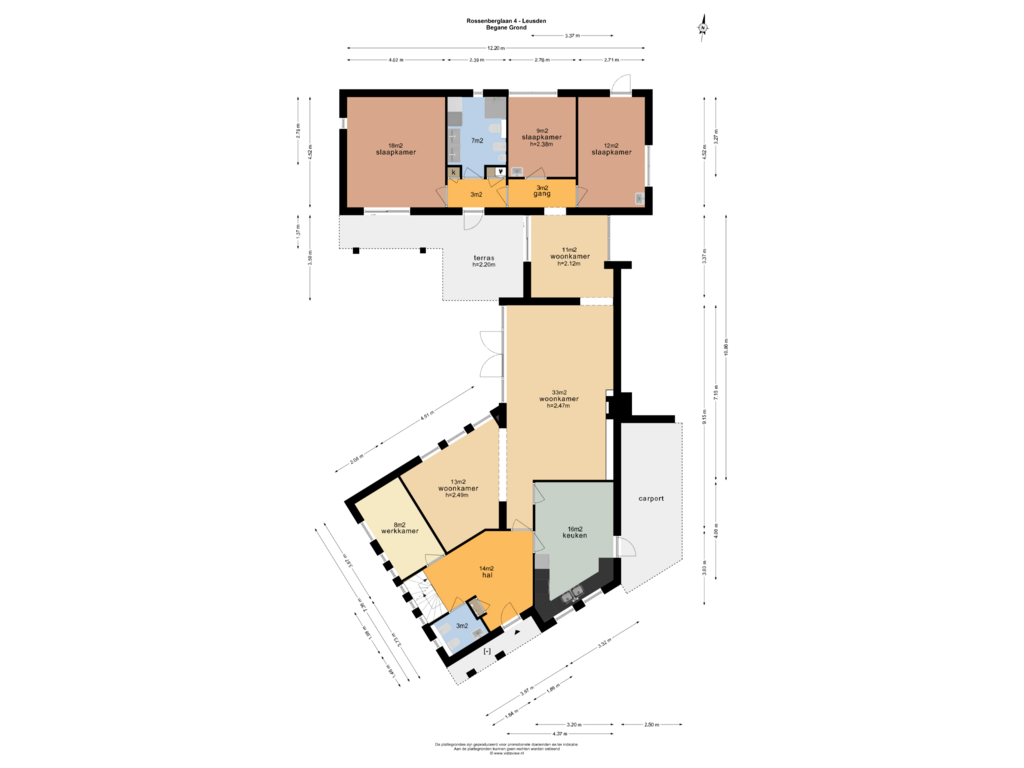 Bekijk plattegrond van BEGANE GROND van Rossenberglaan 4