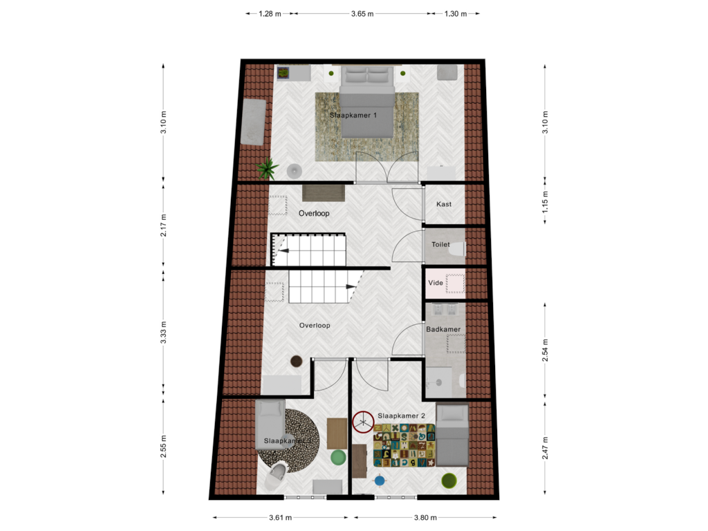 Bekijk plattegrond van 1e Verdieping 3D van Enkele Ring 21