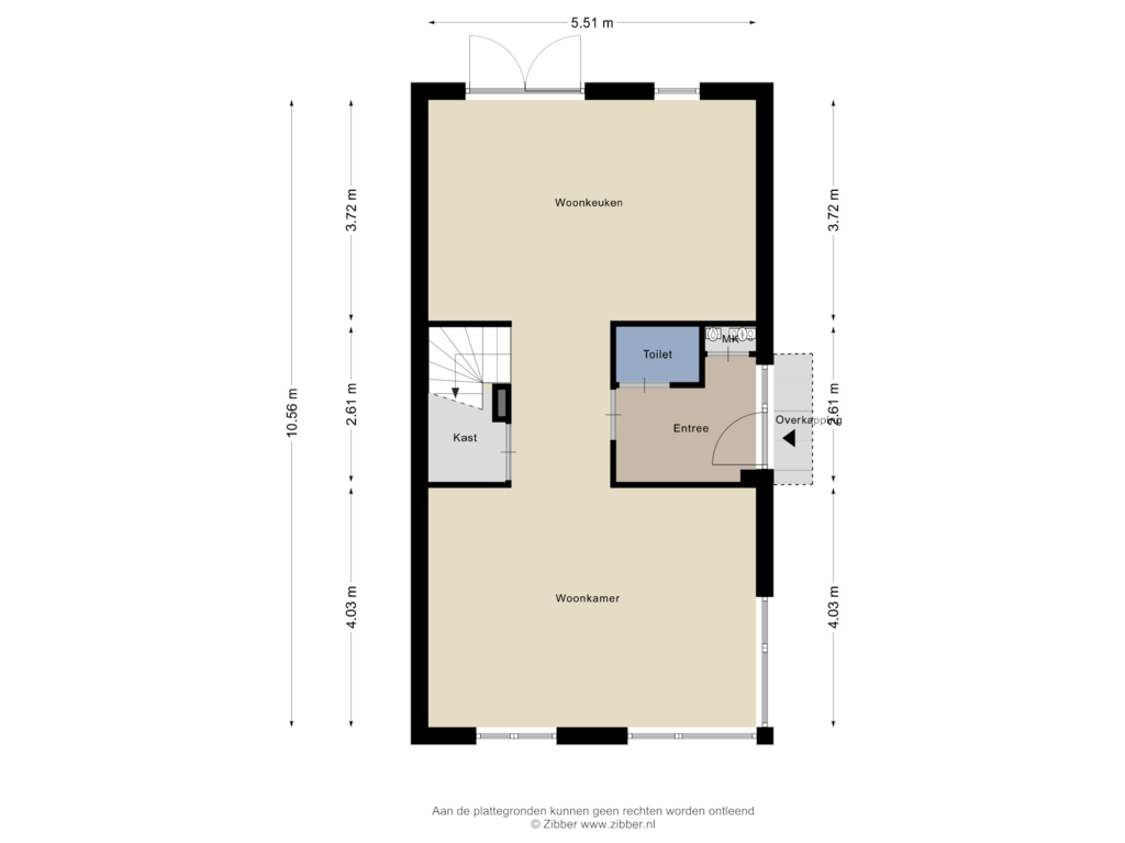 View floorplan of Begane grond of Koningin Wilhelminalaan 1