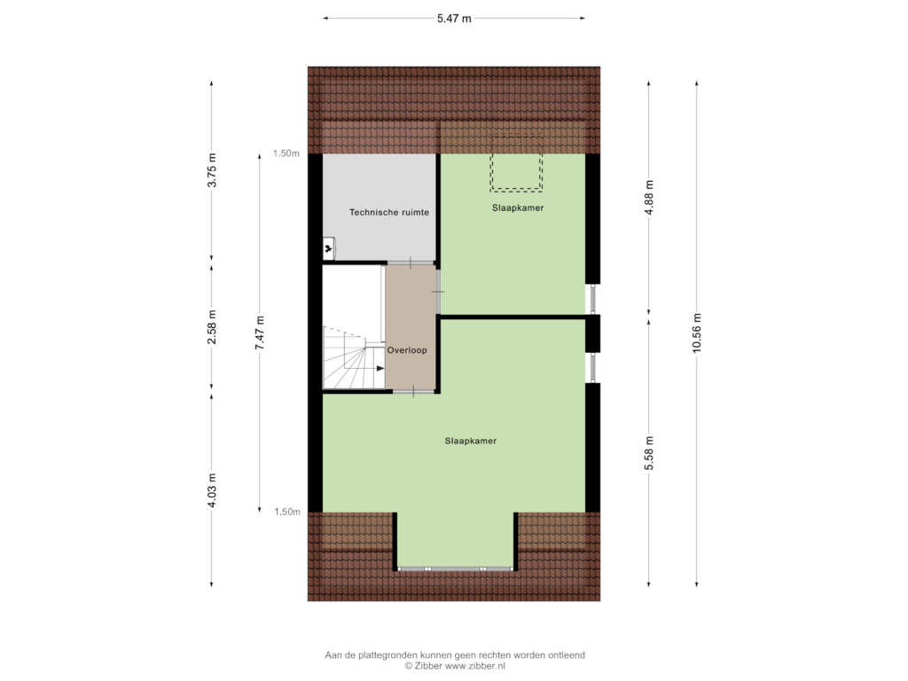 View floorplan of Tweede verdieping of Koningin Wilhelminalaan 1